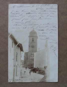 Ansichtskarte Foto AK Monthureux 1901 St Michel Straße Personen Häuser Gebäude Ortsansicht Frankreich France 88 Vosges